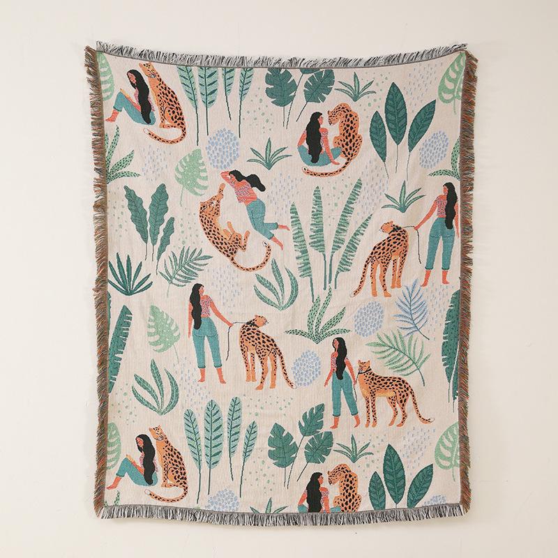 Versatile Ins-Style Line Illustration Blanket: Perfect for Camping, Casual Use, Naps, Throwing, Sofas, Picnics, and Bed Ends.
