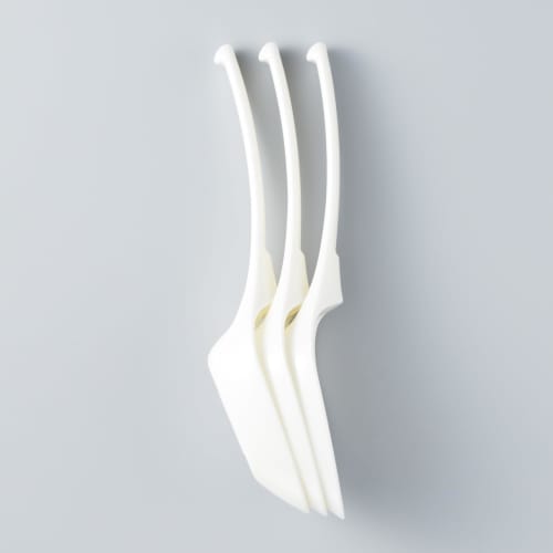 Kai Corporation KAI 3-Piece Set of Ladle Spoons for Convenient Soup Scooping, with Anti-Slip Stoppers, Dishwasher Safe, White, Made in Japan, DH8114