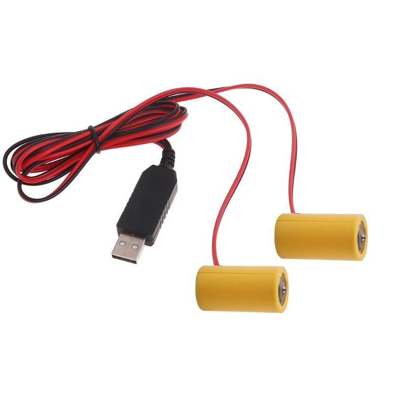 6V 2in1 C LR14 Battery Eliminators USB Powered Cable for Electronic Toy Flashlight Clock Christmas Strips Light