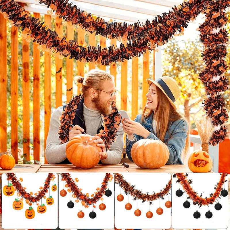 Halloween Ball Pendant DIY Plastic Atmosphere Decor Artificial Pumpkin Ornaments Cartoon Pattern Background Decoration 2 Styles
