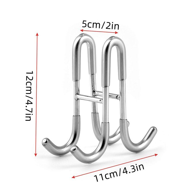 Wall-Mounted Stainless Steel Hooks Double-Sided Hooks for Bathrooms and Kitchens, Easy To Install and Use