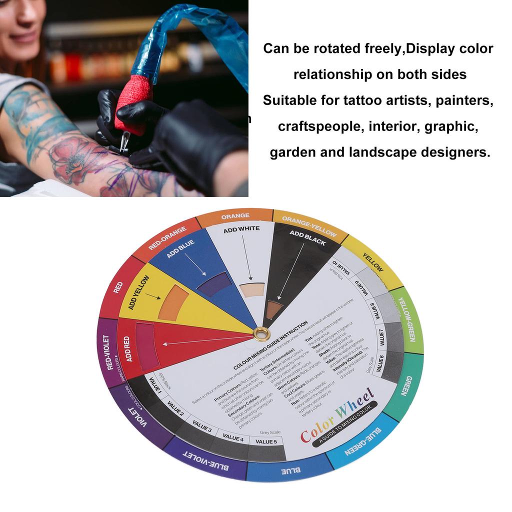 13cm Diameter Tattoo Color Wheel Chart Prevent Discoloration Tattoo Pigment Mixing Guide