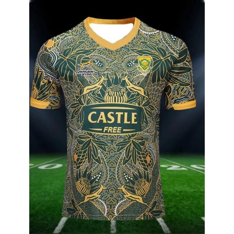 Fashion Breathable Quick-dry South Africa 2019 Men s Rugby Jersey T-shirt for Kids and Adults Summer Sports S