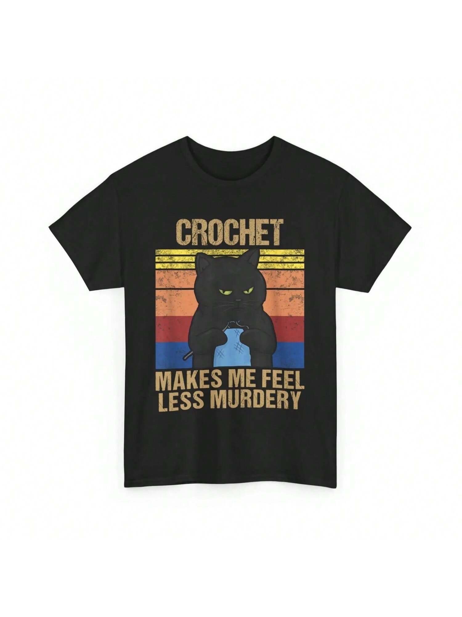 Funny Crochet Mom Makes Me Feel Less Murdery Vintage T Shirt S разноцветный