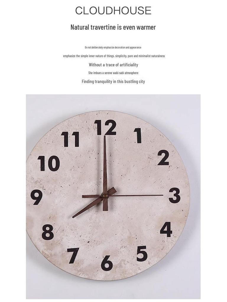 Japanese Wabi-Sabi Yellow Stone Clock & Wall Lamp for Homestay or Hotel Bedroom Corridor