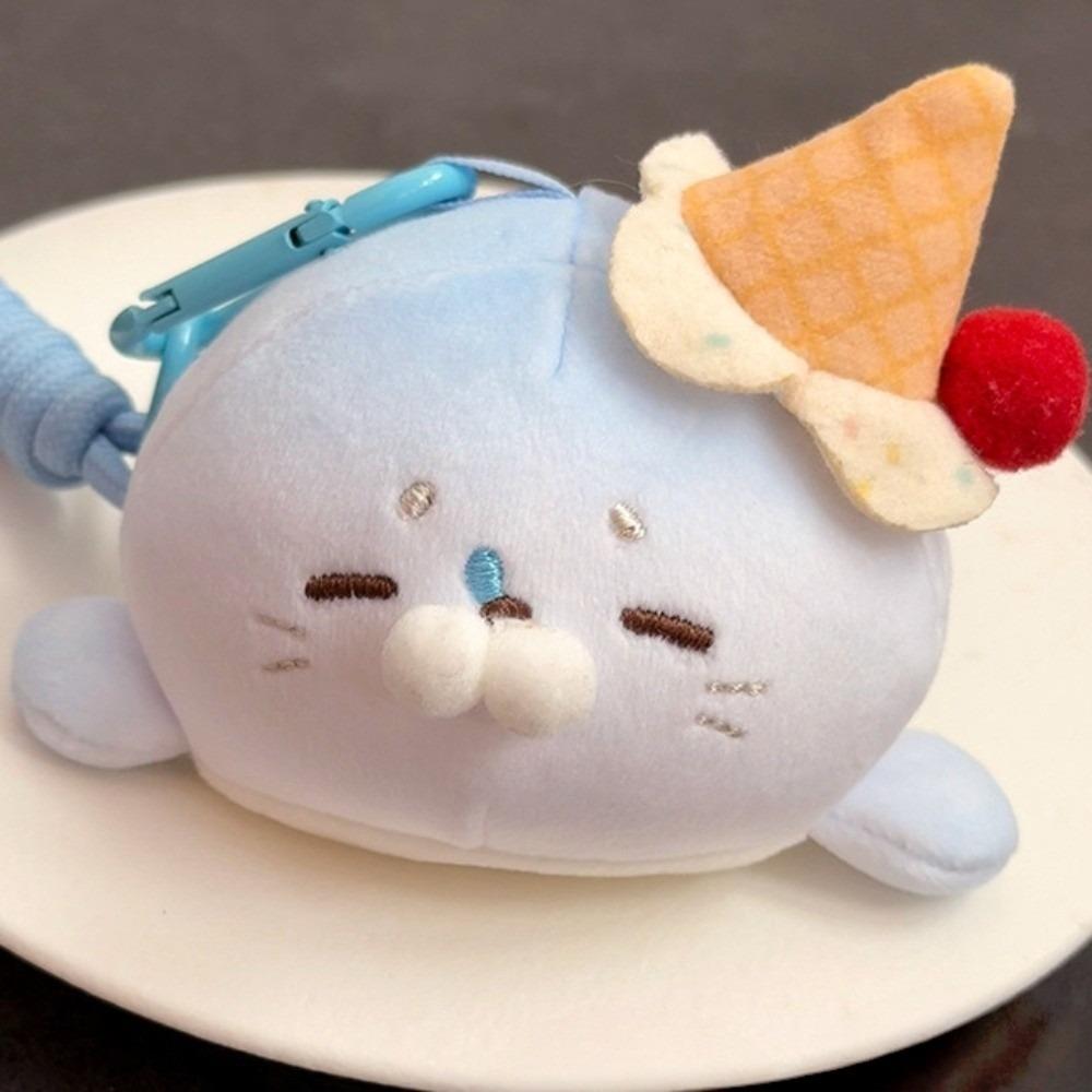 Ice Cream Seal Keychain Sakura Toast Seal Keyring Kawaii Sea Dog Pendant  Hanging Decoration