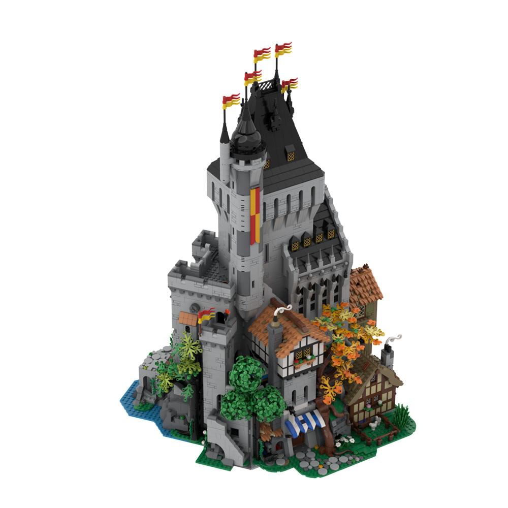 9649 PCS MOC Medieval The Lion Knights' High Tower Building Blocks Model Medieval Castle Architecture Bricks Assembly Toys Gifts