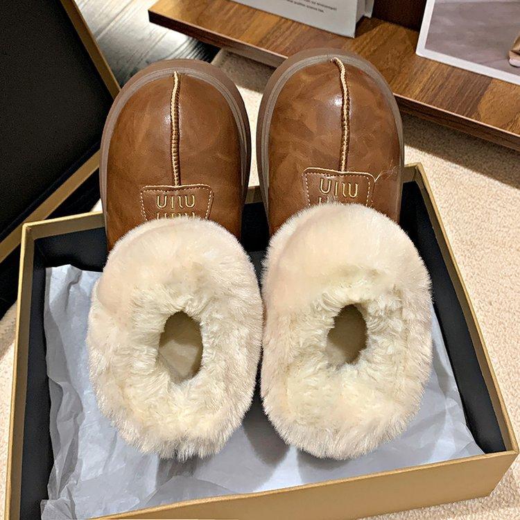 Thick-soled big-headed snow boots women's new winter outer wear piled thickened warm plush short boots Northeast cotton shoes