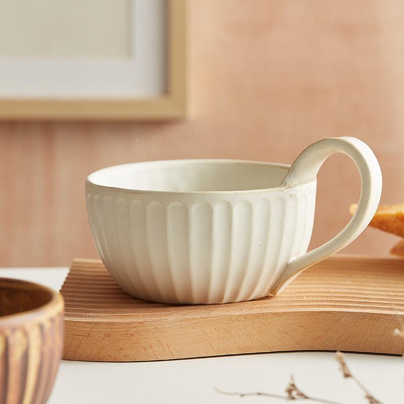 

Japanese retro mug household breakfast cup oat cup milk cup large water cup ceramic coffee cup soup cup 400ml