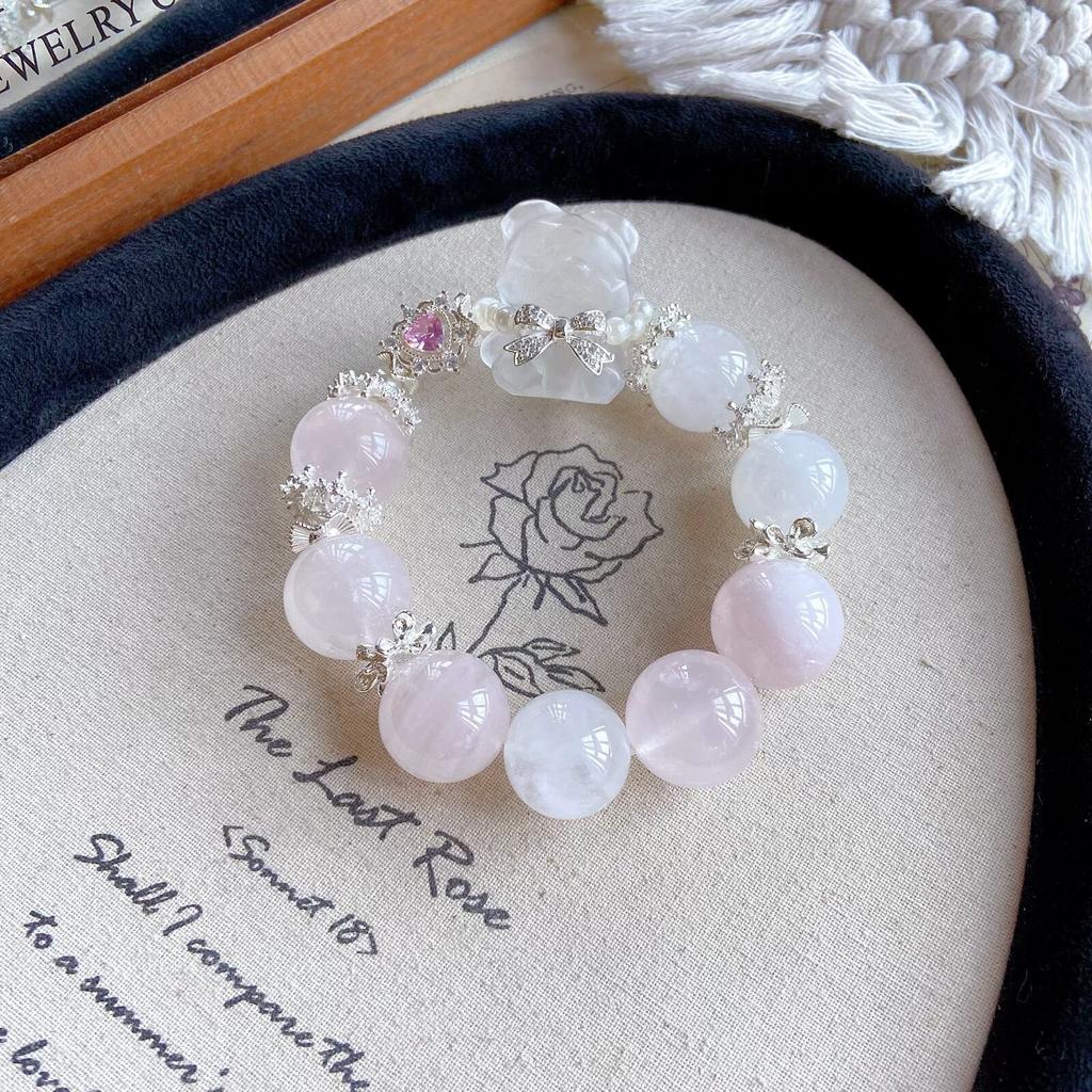 Natural Pink Crystal White Ghost 17mm Big Mi Mixed Crystal Bracelet Designer Style DIY Beads Bracelet