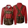 Camicia da uomo per l'Oktoberfest con stampa 3D, vestibilità larga, manica lunga, colletto, casual, stile vintage, traspirante, per lavoro, festival all'aperto, festa