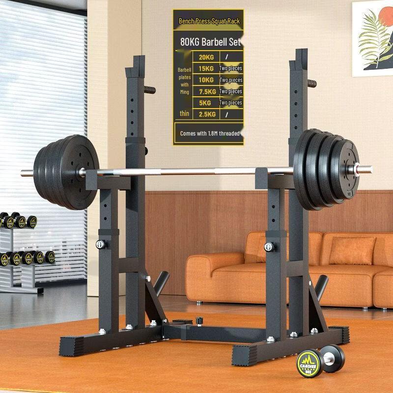 Adjustable Barbell Squat and Bench Press Rack for Home Gym