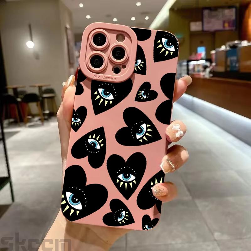 Creative Evil Eye Pattern Silicone Phone Case For iPhone 16 Pro Max 14 15 Plus 11 12 13 Mini X XS XR 7 8 16E Shockproof Cover