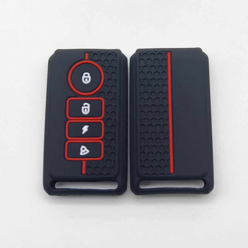 Electric Vehicle Key Cover: Soft Silicone 4-Button Anti-Theft Alarm Protector for Motorcycle.