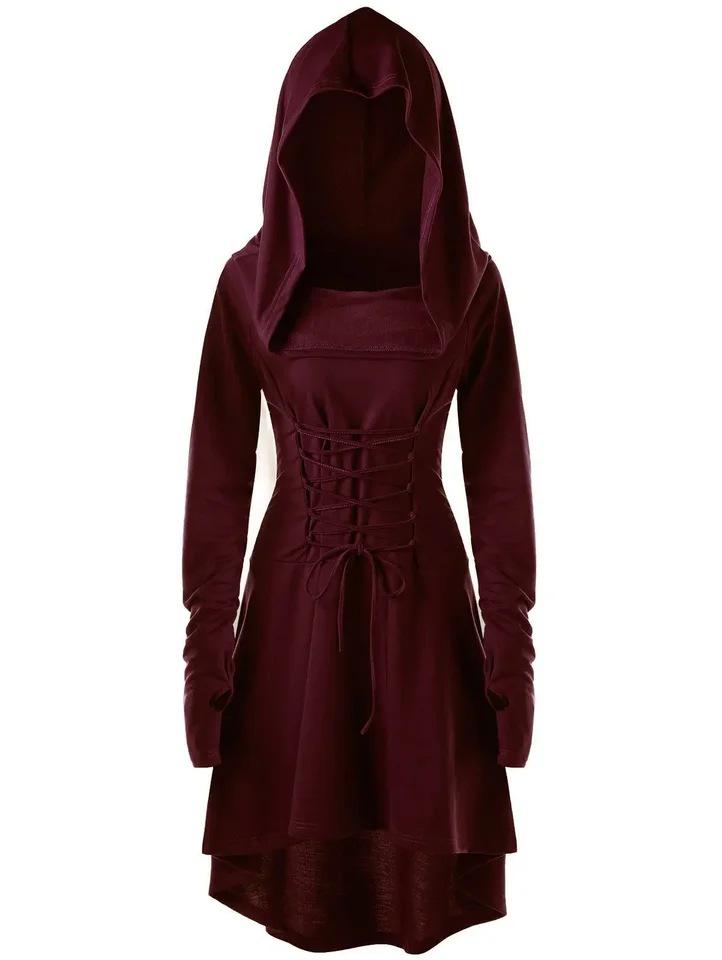 Medieval Renaissance Archer Hooded Lace Robe Pullover 