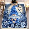 1pc Blue Gnome & Butterfly Throw Blanket - Lightweight Flannel Soft & Warm All-Season Use for Sofa Outdoor Camping