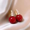 Orecchini pendenti geometrici a forma di cuore di fragola rossi: Elegante Gioielli Aghi d'Argento Retrò