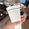 5/10Pairs White Gold Chopsticks Set Healthy Korean Sushi Sticks Chopsticks Reusable Non-Slip Chopsticks For Party Hotel Restaura