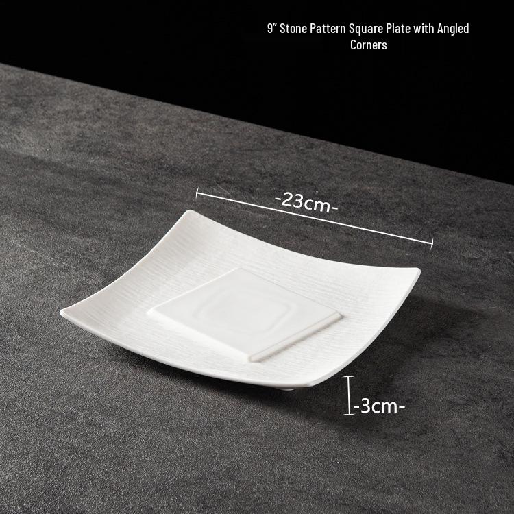 European Ceramic Plate: Large Underglaze Color Stone Texture Soup Bowl, Microwave Safe for Restaurants and Hotels