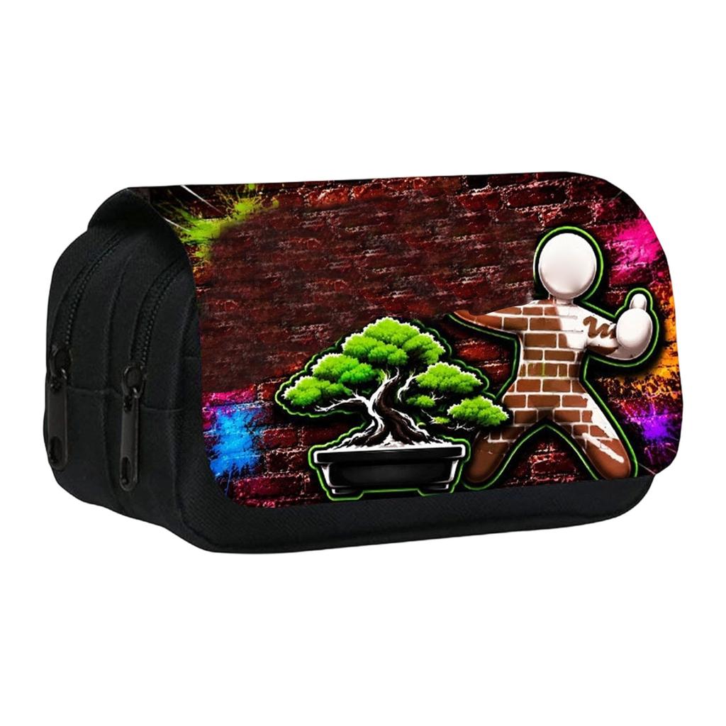 Printed Double-Layer Pencil Case for Students, Large Capacity Stationery for Pens and Pencils