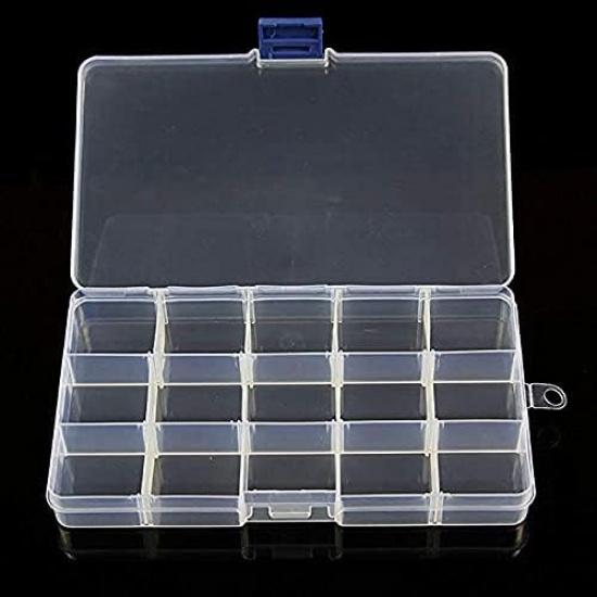 Portable Organizer 15-Fixed Compartments Clear Plastic Jewelry Box Organizer Storage Container