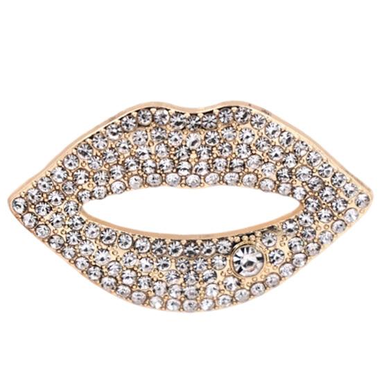 Alloy Bags Pin Sexy Rhinestone Lip Brooch for Women, Red Shape Lapel Bag Decoration Pin, Clothing Accessory Suits Coats Scarves Shawls Pins