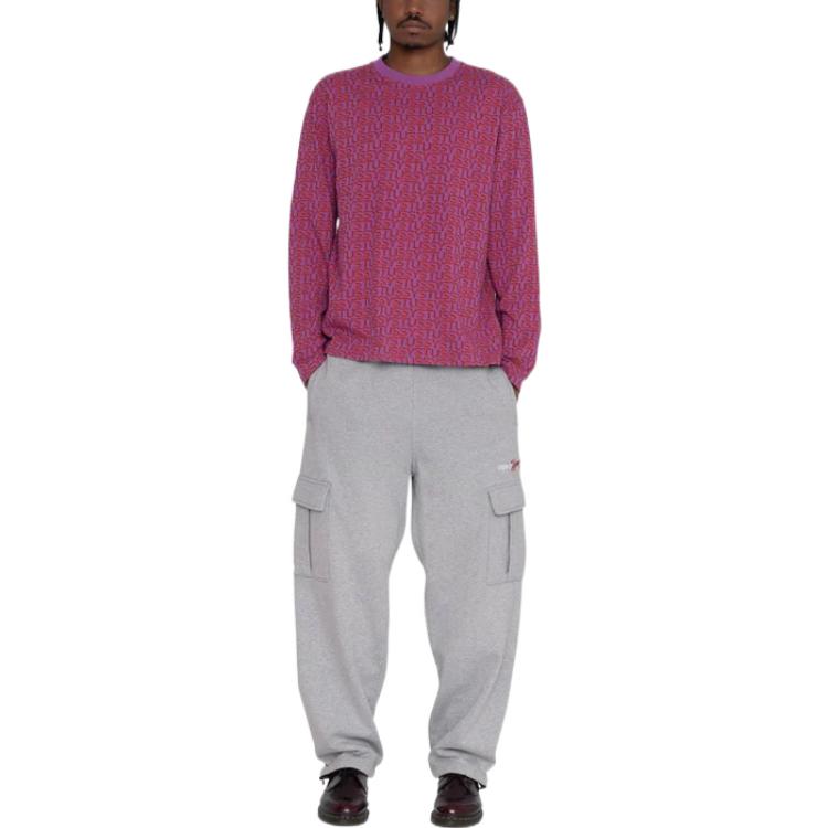 Stussy FW22 Letter Stripe Full Print Logo Crewneck Pullover Long Sleeve American Vintage Sweatshirt Men sweatshirt 1140313