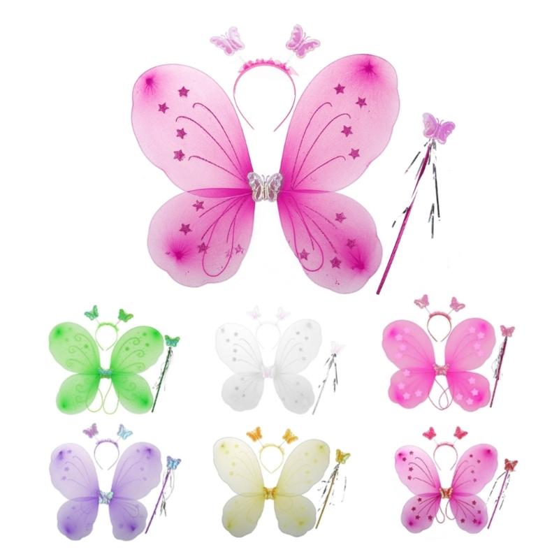 Scintillante Carina Sognante Fata Principessa Angelo Bacchetta Farfalle Ala Cerchietto Festa di Compleanno Halloween Cosplay Costume Accessorio