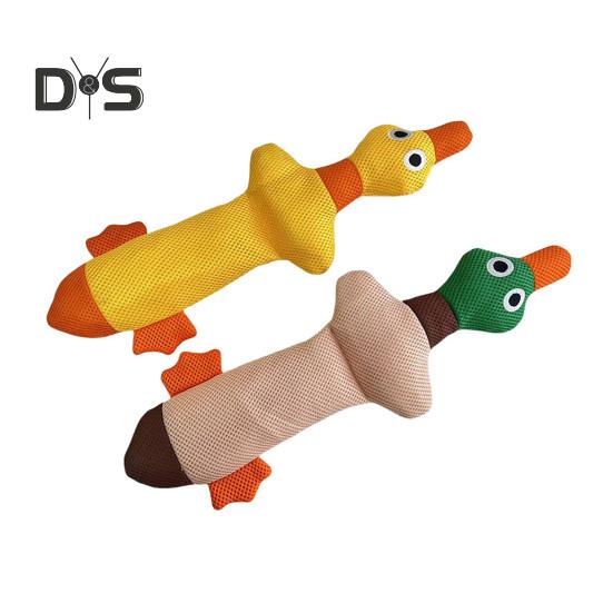 Jucărie interactivă pentru câini, rață, jucărie de mestecat, formă de rață, jucărie de umplutură pentru cățeluș, cu hârtie șifonată pentru câini mici, medii și mari