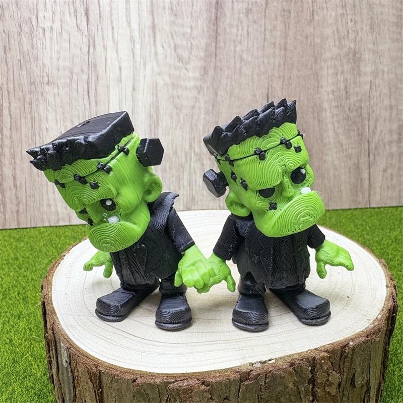 3D-gedruckte Frankenstein Halloween-Figur Grünes Monster Schreibtischdekoration Für Kinderzimmer Ornamente Feiertagsgeschenk Spielzeug