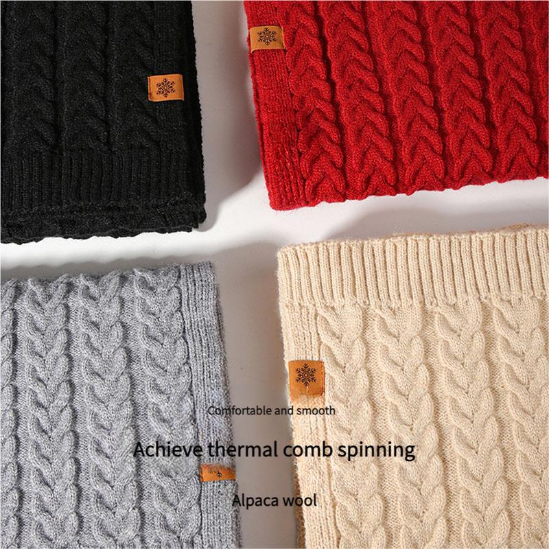 3Pcs Winter Warm Set Knit Hat Scarf Gloves Ear Protection Alpaca Wool Blend Women Cold Weather Riding Gear Multi Color
