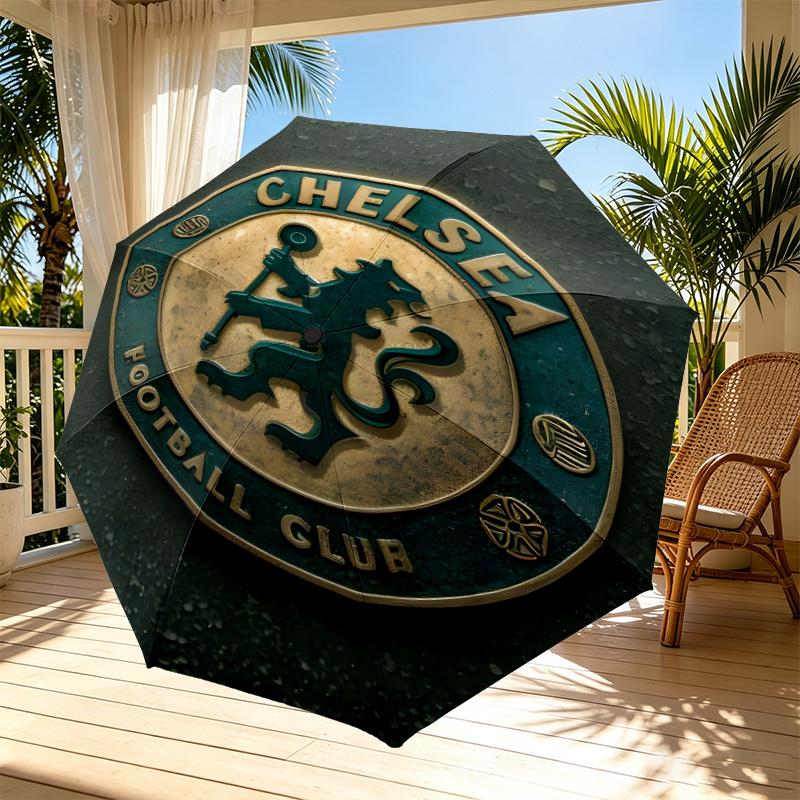 Parasol z nadrukiem Chelsea F.C. Automatyczne otwieranie i zamykanie, Przenośny składany parasol, na zewnątrz, do dojazdów, na wycieczkę kempingową, Idealny prezent urodzinowy