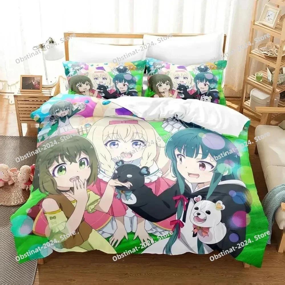Anime Kuma Kuma Kuma Bear Bedding Set Printed Single Comforter Quilt Bed Cover Duvet Cover Pillow Case 3 Pieces Kids Adult Size