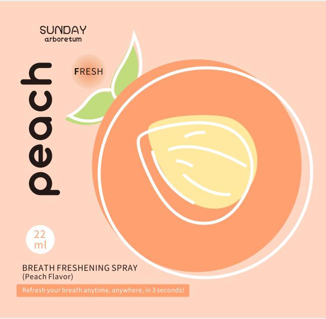Peach Lychee Long-Lasting Breath Freshener Spray - 22ml Portable Mouthwash
