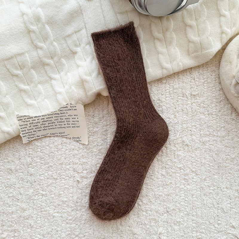 Zhuji Women's Soft Wool Fleece-Lined Socks - Thick, Warm Sleep Socks for Autumn and Winter