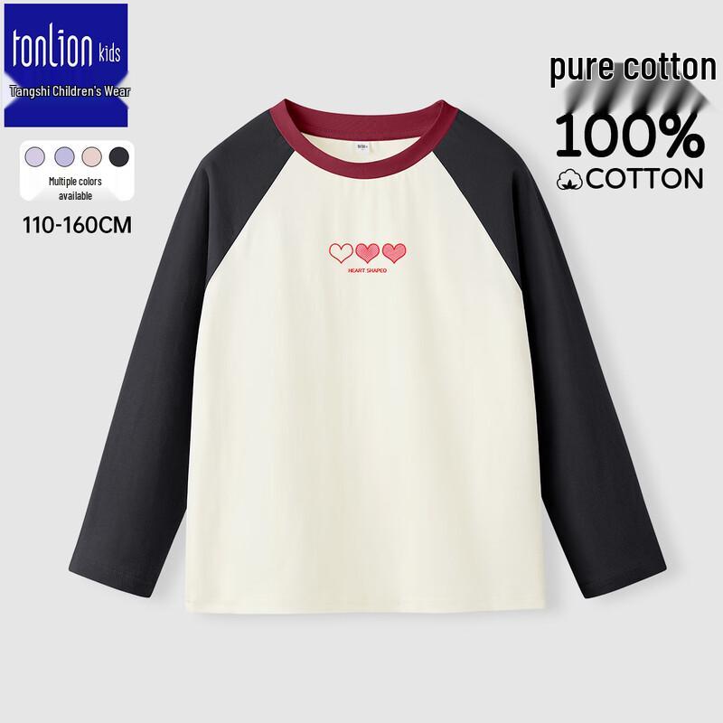 TonLion Girls  Colorblock Raglan Long Sleeve Cotton T-Shirt 150