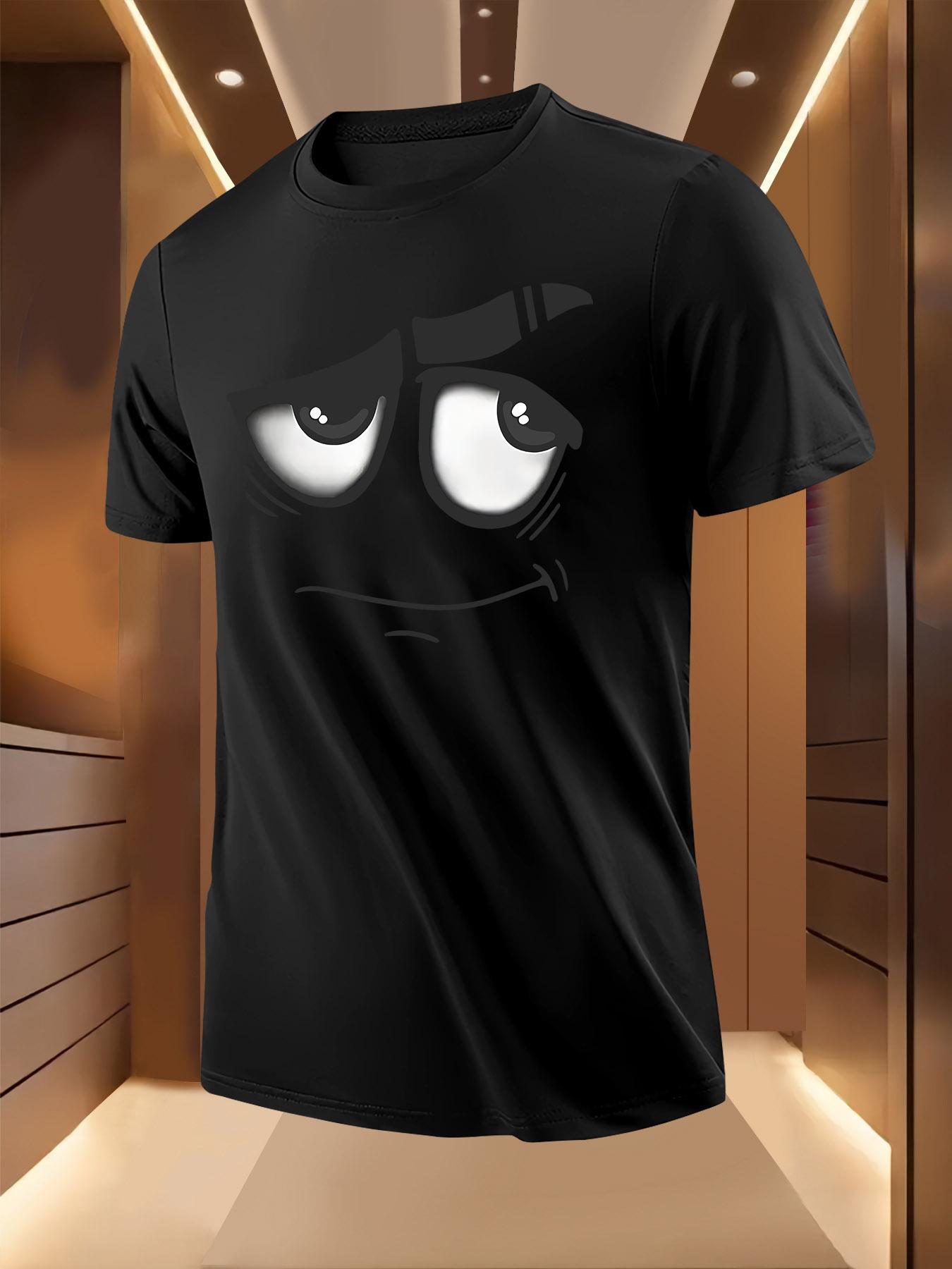 Dramatic Cartoon Face Print Tshirt - Breathable Lightweig... L