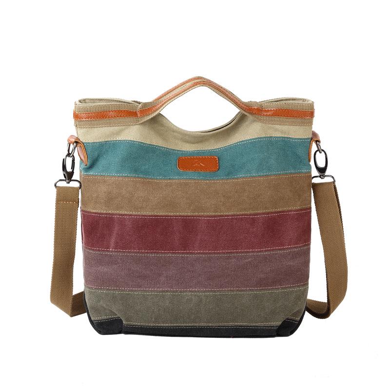 

European Retro Color Block Canvas Bag - Women s Colorful Patchwork Single Shoulder & Crossbody Handbag, 2025 Edition.