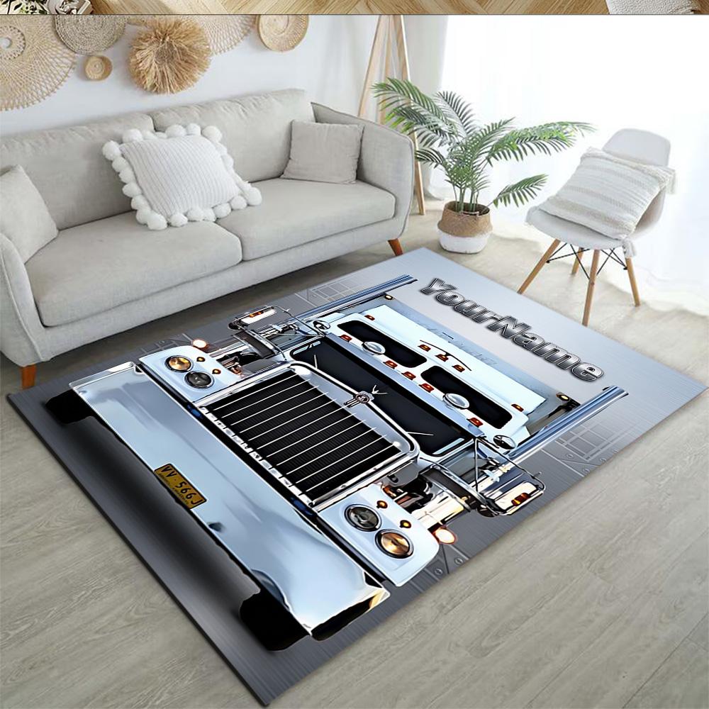 Kw Heavy Trucks Personalized Name Floor Mat Design for Study Room Kitchen Playrooms Decorate Room Antislip Carpet Decorate Offices