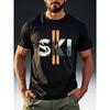 Herren Skifahren & Snowboard Grafik T-Shirt - Kurzarm Atmungsaktiv Rundhals Oberteil, Weiches Lässiges Outdoor Shirt Geeignet für Sommerkleidung, Maschinenwaschbar