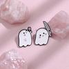 Adorable Cartoon Ghost Shaped Metal Brooch Cute Halloween Series Pin For All