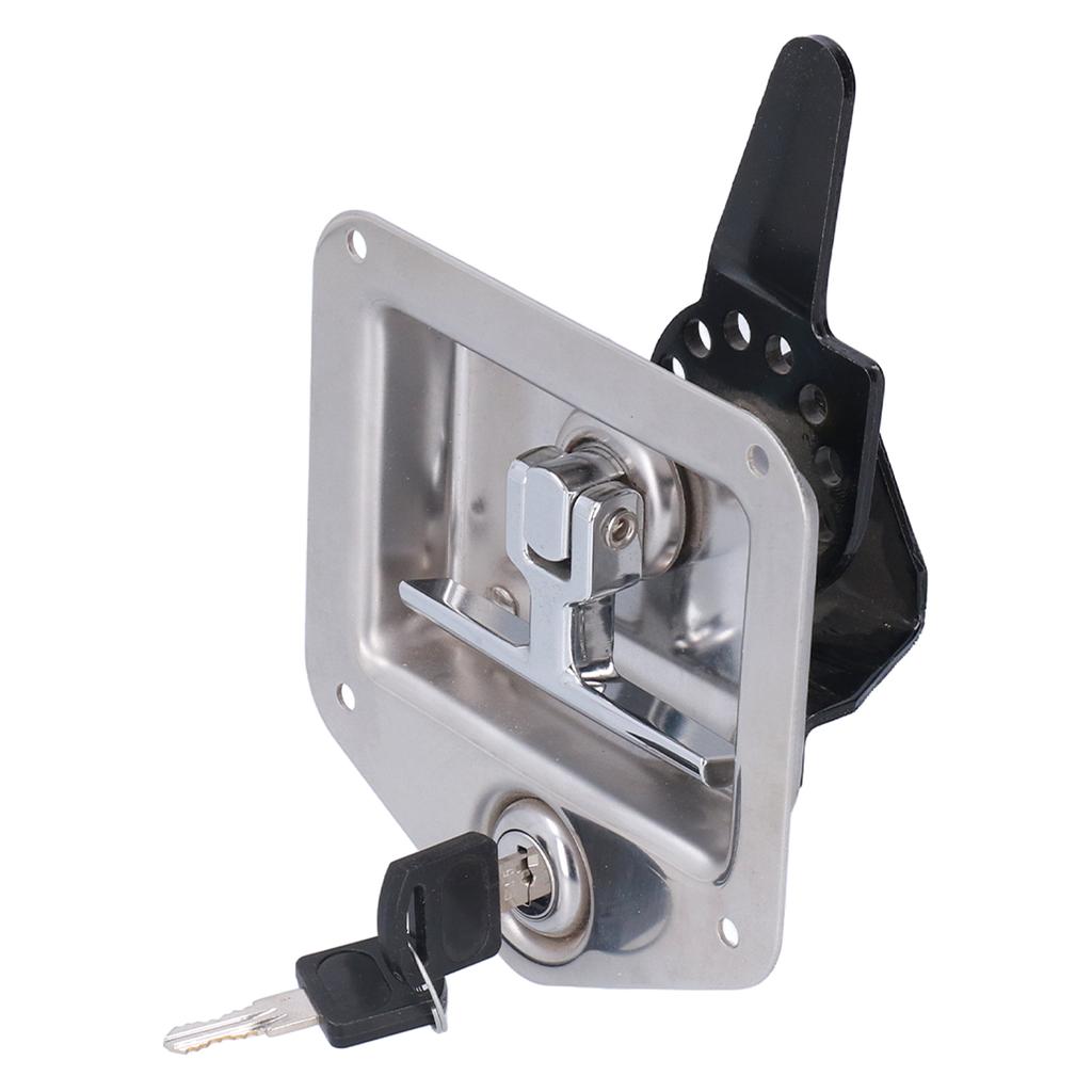 Trailer Door Latch T Handle with 2‑Key Stainless Steel Chrome for Caravan Camper Tool Box