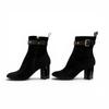 Great LOUIS VUITTON Short Boots Black Suede Leather Women 36.5 Used