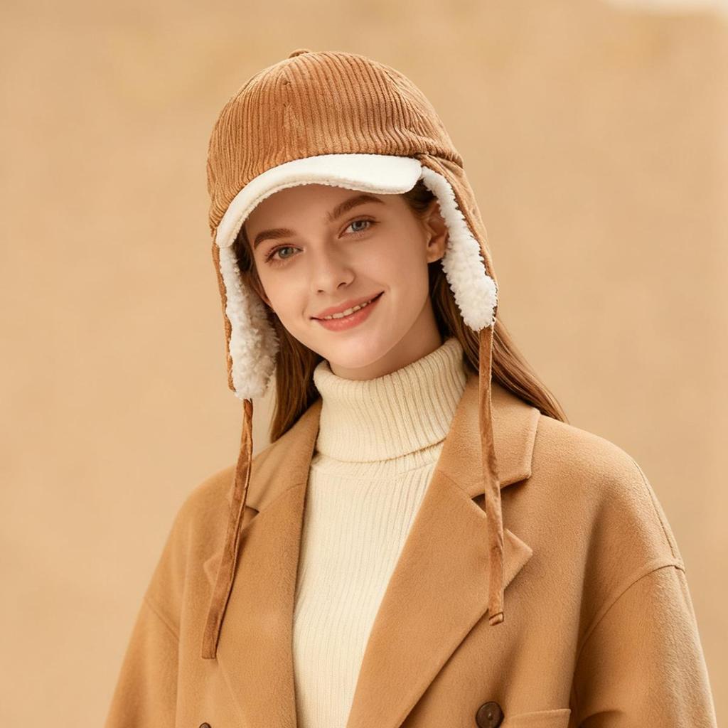 Autumn Winter Fleece Lamb Wool Baseball Cap for Women, Outdoor Warm Fleece Hat, Windproof Earflap Thermal Baseball Cap Unisex