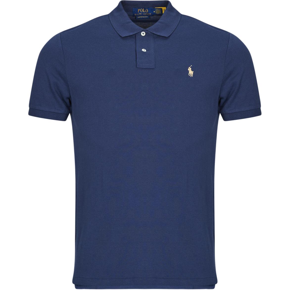 

Polo Ralph Lauren Custom Slim Fit Рубашка-поло с коротким рукавом и пуговицами с логотипом Мужские топы Темно-синий 710680784-433 S
