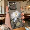 Artistic White Peony Flower Phone Case for Iphone 16 15 14 13 12 11 Pro Max Mini Shockproof Anti-Scratch Protective Hard Cover