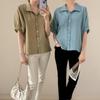 New Arrivals Open Run Women Classic Short Sleeve Pin Tuck Blouse