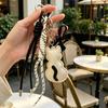 Süße Katze Leder mit geflochtenem Seil, Acryl-Anhänger für Tasche, Ästhetisches Accessoire für Damen Taschenanhänger