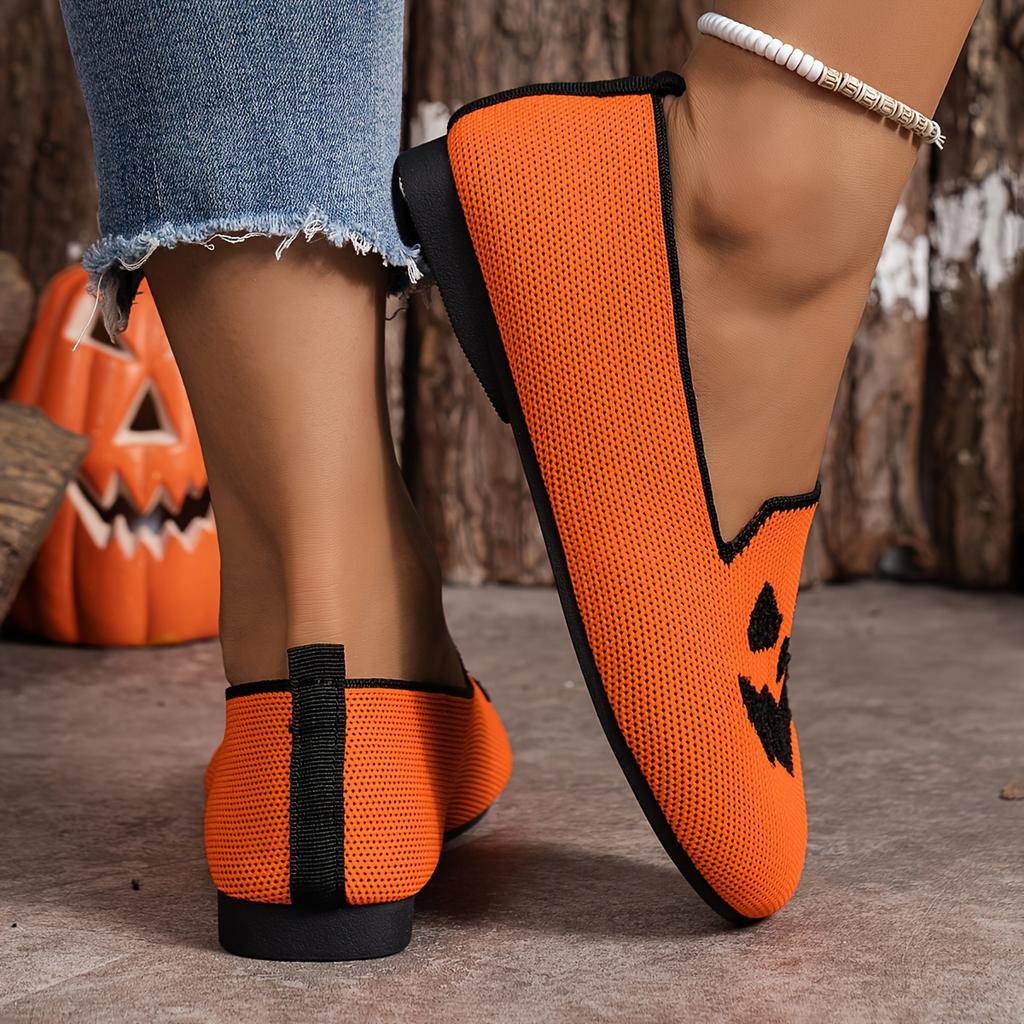 2025 New Women's Halloween Pumpkin Print Breathable Shoes
