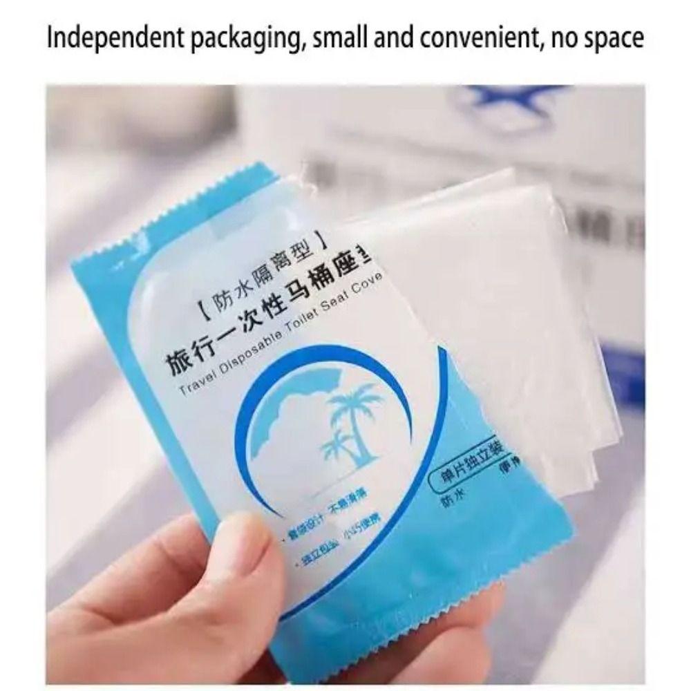 50Pcs Individually Packaged Disposable Toilet Seat Cover Transparent PE Toilet Cover Thickened Safety Toilet Paper Pads